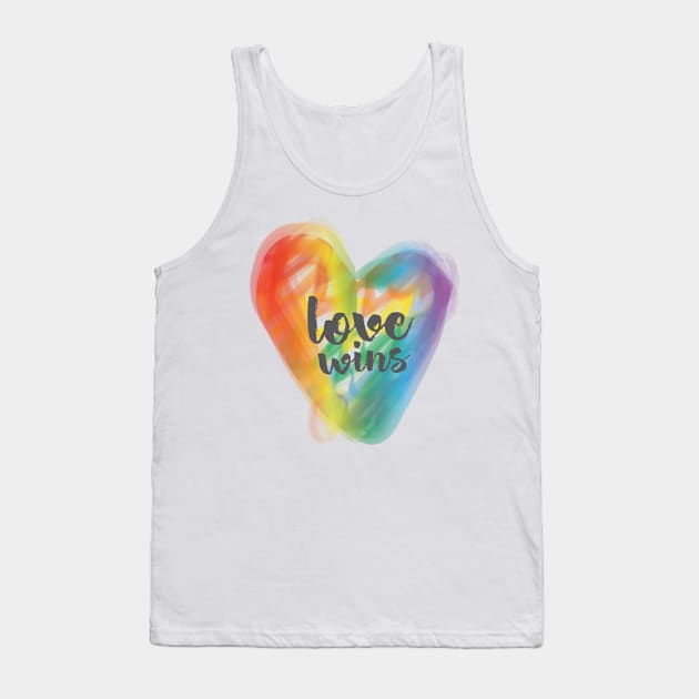 Rainbow Flag Love Wins Heart LGBT Quote Tank Top by mschubbybunny